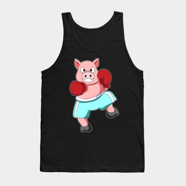 Pig as Boxer with Boxing gloves Tank Top by Markus Schnabel